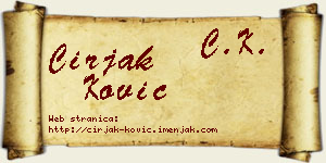 Ćirjak Ković vizit kartica